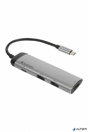 USB elosztó-HUB, USB-C/USB 3.0/HDMI, VERBATIM