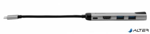 USB elosztó-HUB, USB-C/USB 3.0/HDMI/Ethernet, VERBATIM