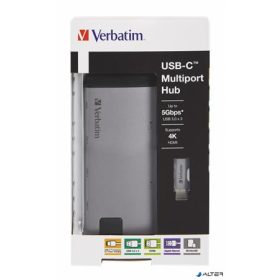   USB elosztó-HUB, USB-C/USB 3.0/HDMI/Ethernet/SD/microSD, VERBATIM