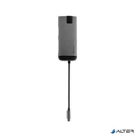USB elosztó-HUB, USB-C/USB 3.0/HDMI/Ethernet/SD/microSD, VERBATIM