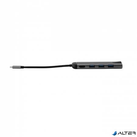 USB elosztó-HUB, USB-C/USB 3.0/HDMI/Ethernet/SD/microSD, VERBATIM
