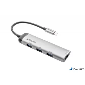USB elosztó-HUB, USB-C /4xUSB-A 3.2 Gen1, VERBATIM
