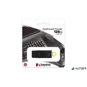   Pendrive, 128GB, USB 3.2, KINGSTON "DataTraveler Exodia", fekete-sárga