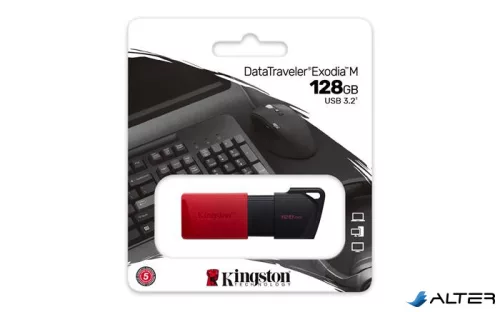 Pendrive, 128GB, USB 3.2, KINGSTON "Exodia M", fekete-piros