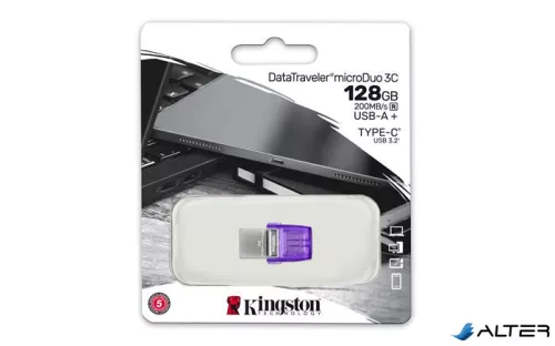 Pendrive, 128GB, USB 3.2, USB/USB-C, KINGSTON "DT MicroDuo 3C"