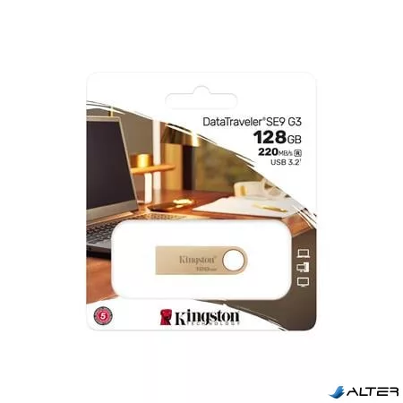 Pendrive, 128GB, USB 3.2 Gen1, KINGSTON "DataTraveler SE9 G3", arany