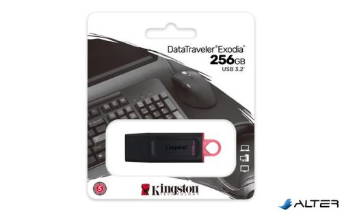 Pendrive, 256GB, USB 3.2, KINGSTON "DataTraveler Exodia", fekete-rózsaszín