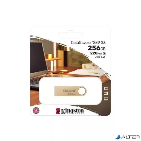 Pendrive, 256GB, USB 3.2 Gen1, KINGSTON "DataTraveler SE9 G3", arany