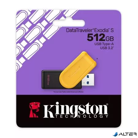 Pendrive, 512GB, USB 3.2 Gen1, KINGSTON "DataTraveler Exodia S", fekete-sárga