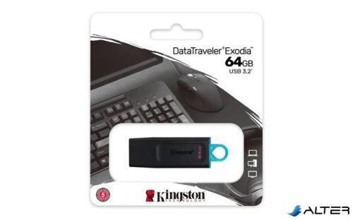 Pendrive, 64GB, USB 3.2, KINGSTON "DataTraveler Exodia", fekete-kék