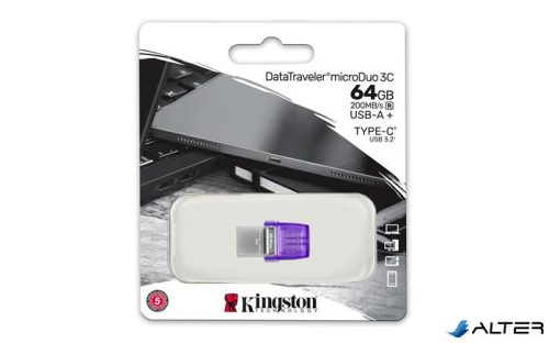 Pendrive, 64GB, USB 3.2, USB/USB-C, KINGSTON "DT MicroDuo 3C"