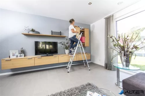 Állólétra, 5 lépcsőfokos, alumínium, KRAUSE "Safety"