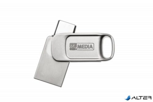 Pendrive, 32GB, USB 2.0 + USB-C, alumínium ház, MYMEDIA "Dual" (by VERBATIM)