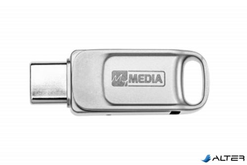 Pendrive, 32GB, USB 2.0 + USB-C, alumínium ház, MYMEDIA "Dual" (by VERBATIM)