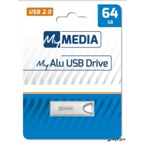  Pendrive, 64GB, USB 2.0, alumínium ház, MYMEDIA "Alu" (by VERBATIM)