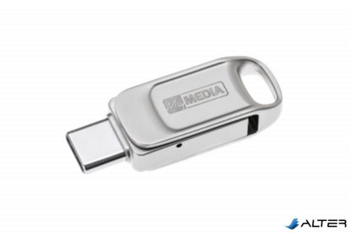 Pendrive, 64GB, USB 2.0 + USB-C, alumínium ház, MYMEDIA "Dual" (by VERBATIM)