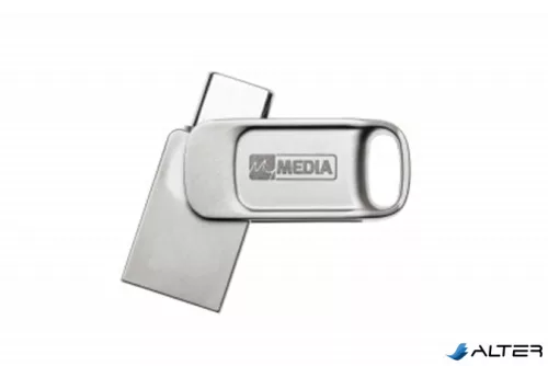 Pendrive, 64GB, USB 2.0 + USB-C, alumínium ház, MYMEDIA "Dual" (by VERBATIM)