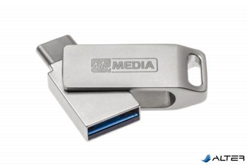 Pendrive, 128GB, USB 3.2 Gen1 + USB-C, alumínium ház, MYMEDIA "Dual" (by VERBATIM)