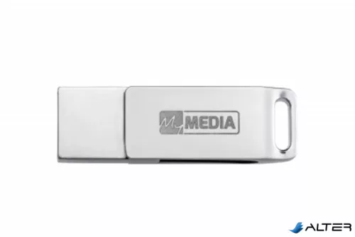 Pendrive, 16GB, USB 3.2 Gen1 + USB-C, alumínium ház, MYMEDIA 'Dual' (by VERBATIM)