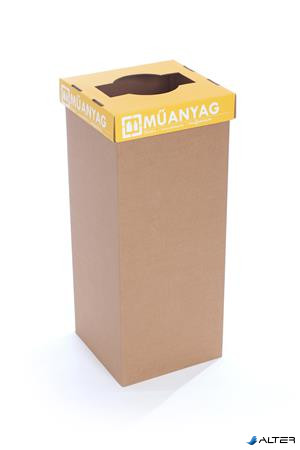 Szelektív hulladékgyűjtő, újrahasznosított, 50 l, RECOBIN "Office", sárga