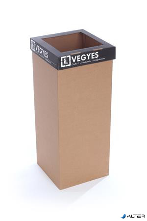Szelektív hulladékgyűjtő, újrahasznosított, 50 l, RECOBIN "Office", fekete