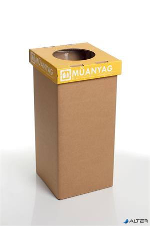 Szelektív hulladékgyűjtő, újrahasznosított, 20 l, RECOBIN "Mini", sárga