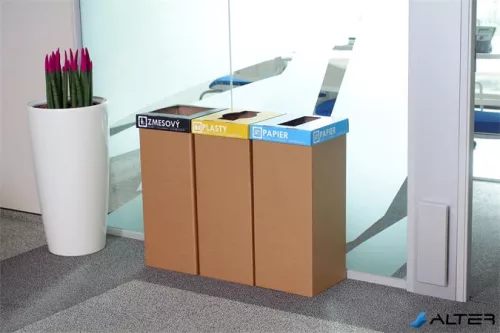 Szelektív hulladékgyűjtő, újrahasznosított, szlovák felirat, 50 l, RECOBIN "Office", sárga