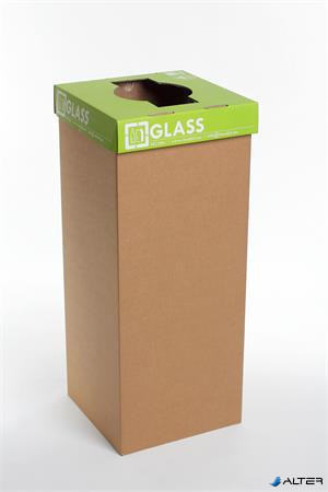 Szelektív hulladékgyűjtő, újrahasznosított, angol felirat, 50 l, RECOBIN "Office", zöld