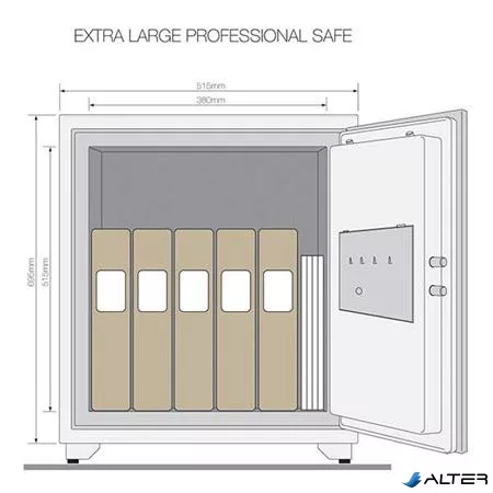 Tűzálló széf, elektronikus zár, 64 l, 695x500x500 mm, YALE "YFM/695/FG2/B"