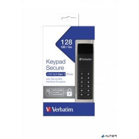   Pendrive, 128GB, USB 3.2, titkosítás, 160/130Mb/s, VERBATIM "Keypad Secure"
