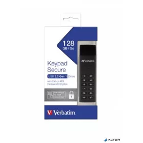   Pendrive, 128GB, USB 3.2, titkosítás, 160/130Mb/s, VERBATIM "Keypad Secure"