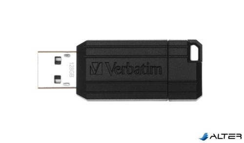 Pendrive, 128GB, USB 2.0, 10/4MB/sec, VERBATIM "PinStripe", fekete