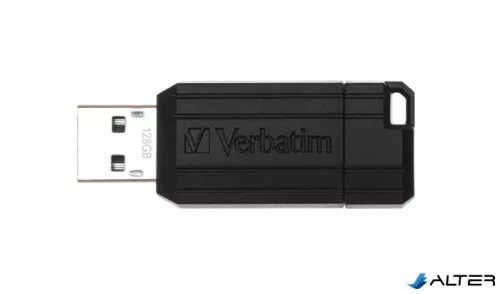 Pendrive, 128GB, USB 2.0, 10/4MB/sec, VERBATIM "PinStripe", fekete