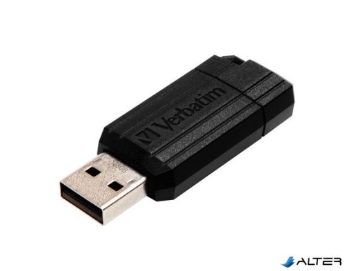 Pendrive, 128GB, USB 2.0, 10/4MB/sec, VERBATIM "PinStripe", fekete