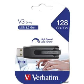   Pendrive, 128GB, USB 3.2, 80/25 MB/s, VERBATIM 'V3', fekete-szürke