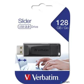   Pendrive, 128GB, USB 2.0, VERBATIM "Slider", fekete