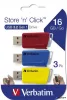 Pendrive, 3 x 16GB, USB 3.2, 80/25MB/sec, VERBATIM 'Store n Click', piros, kék, sárga