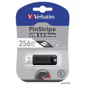   Pendrive, 256GB, USB 3.2, VERBATIM "Pinstripe", fekete