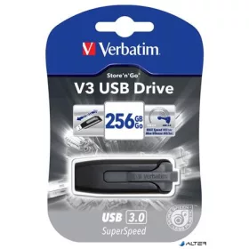   Pendrive, 256GB, USB 3.2, 80/25 MB/s, VERBATIM "V3", fekete-szürke