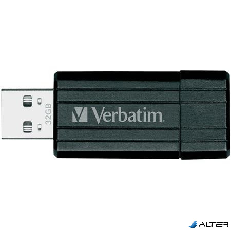 Pendrive, 32GB, USB 2.0, 10/4MB/sec, VERBATIM "PinStripe", fekete
