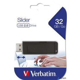 Pendrive, 32GB, USB 2.0, VERBATIM "Slider", fekete