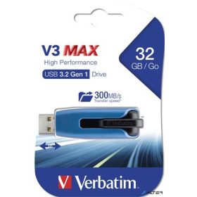 Pendrive, 32GB, USB 3.0, 175/80 MB/sec, VERBATIM "V3 MAX", kék-fekete