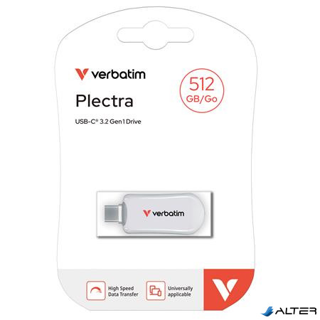Pendrive, 512GB, USB-C 3.2 Gen1, VERBATIM 'Plectra', fehér