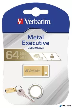Pendrive, 64GB, USB 3.0,  VERBATIM "Exclusive Metal" arany