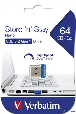 Pendrive, 64GB, USB 3.2, 80/25MB/s, VERBATIM 'Nano'