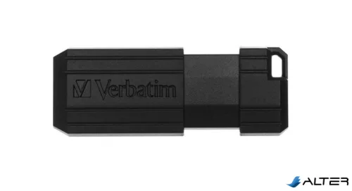 Pendrive, 64GB, USB 2.0, 10/4MB/sec, VERBATIM "PinStripe", fekete