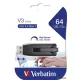 Pendrive, 64GB, USB 3.2, 80/25 MB/s, VERBATIM "V3", fekete-szürke