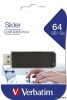 Pendrive, 64GB, USB 2.0, VERBATIM 'Slider', fekete