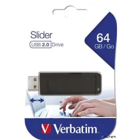 Pendrive, 64GB, USB 2.0, VERBATIM "Slider", fekete