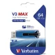 Pendrive, 64GB, USB 3.0, 175/80 MB/sec, VERBATIM "V3 MAX", kék-fekete